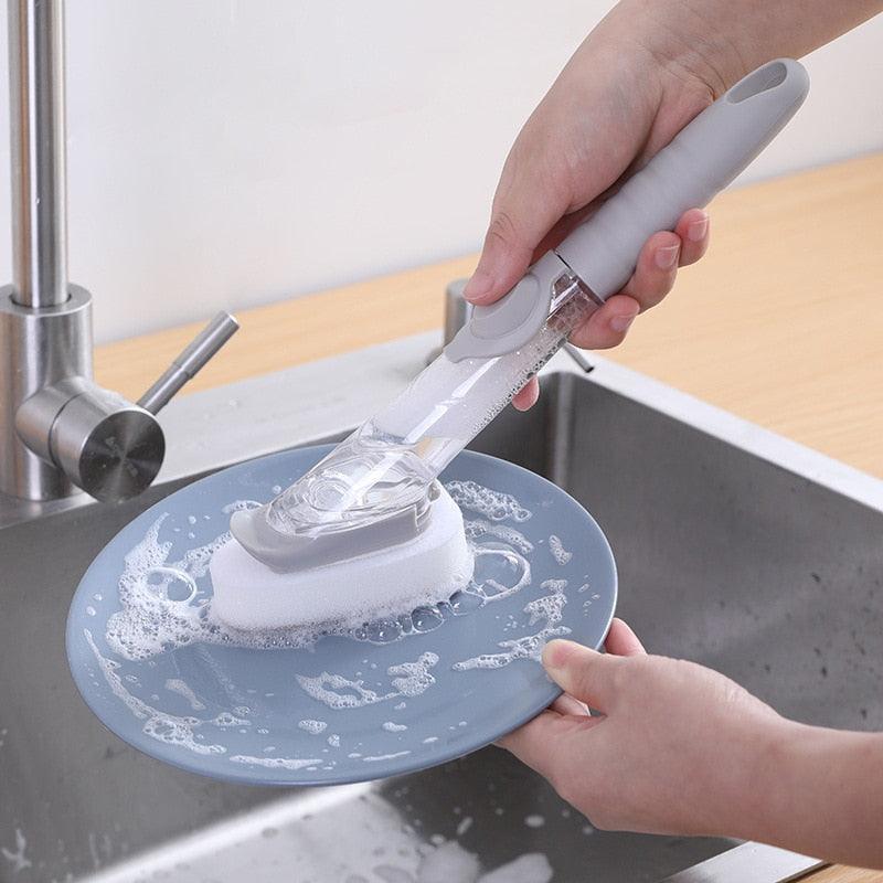 Escova de Limpeza 2 em 1 Lenogue: Dispenser de Sabão e Dosador