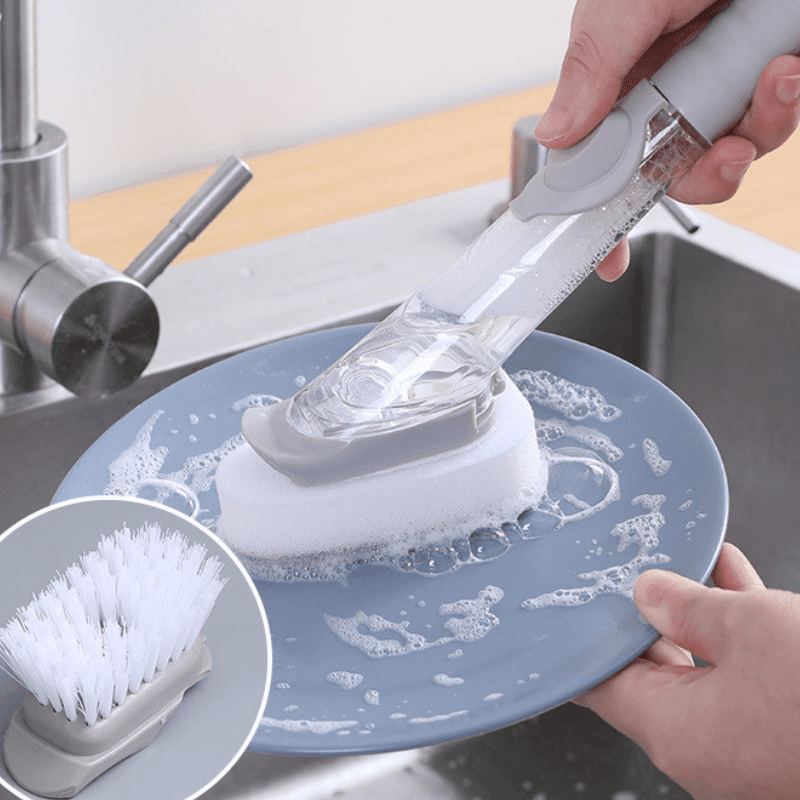 Escova de Limpeza 2 em 1 Lenogue: Dispenser de Sabão e Dosador