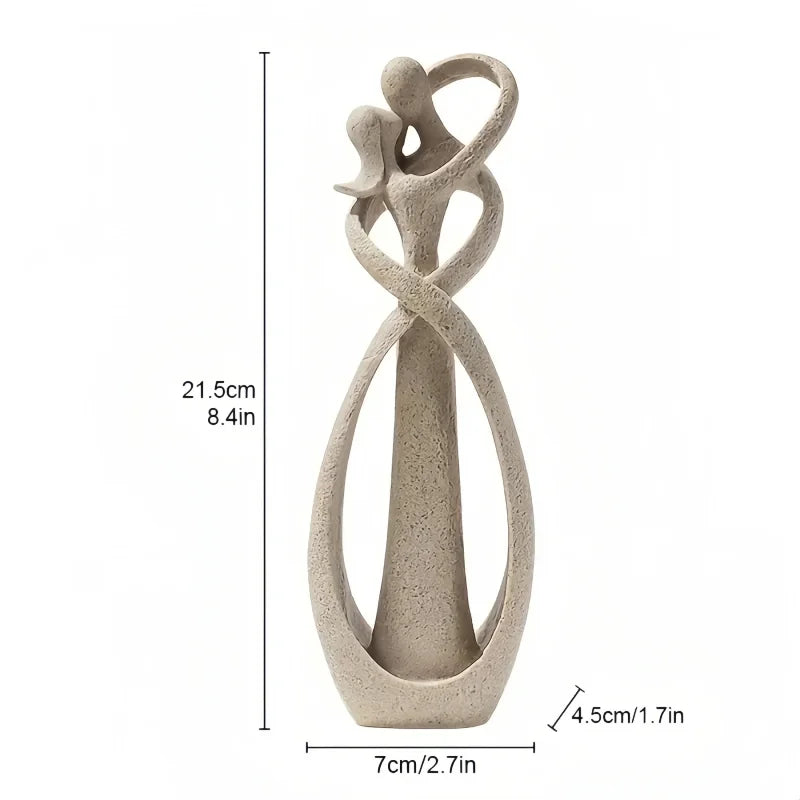 Escultura Abstrata Casal Beijando em Resina para Decoração Lenogue Bege