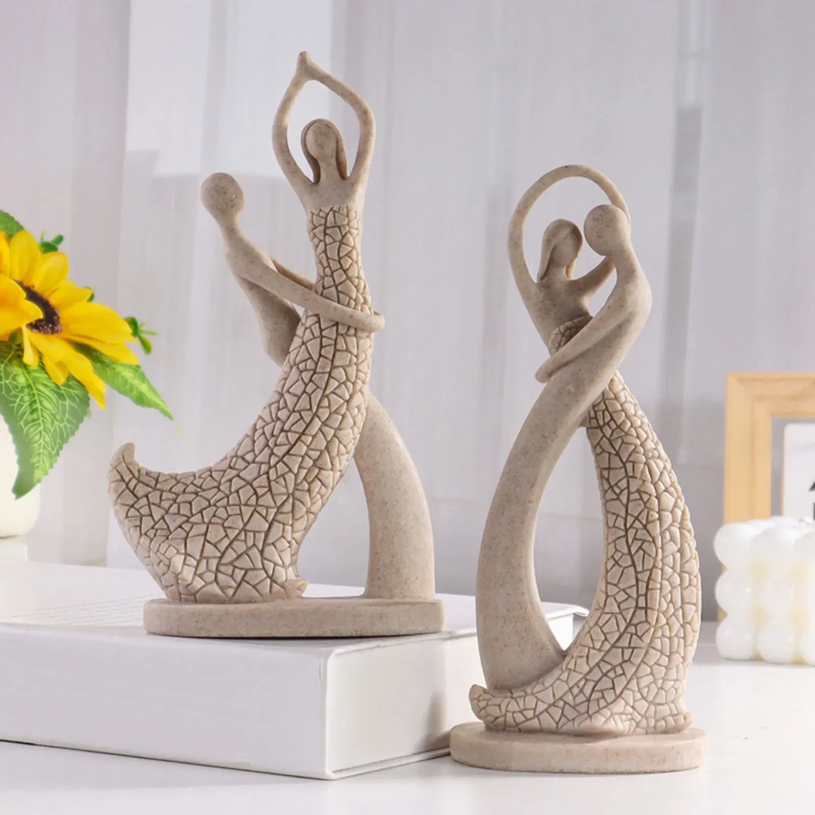 Escultura Abstrata de Casal para Mesa e Decoração Moderna Lenogue