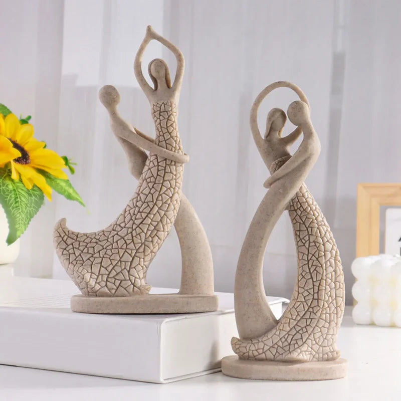 Escultura Abstrata de Casal para Mesa e Decoração Moderna Lenogue