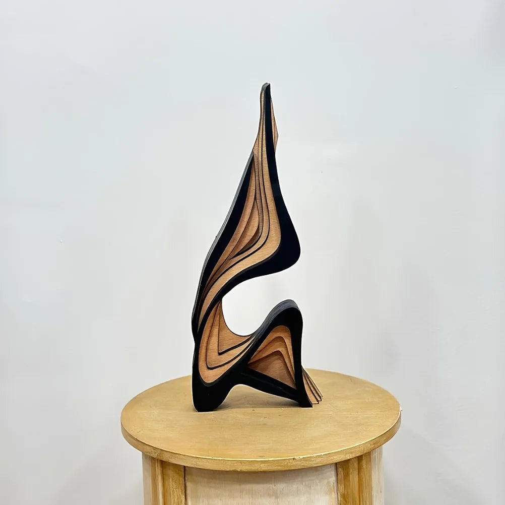 Escultura Abstrata Élégance Estrutura de Madeira Lenogue