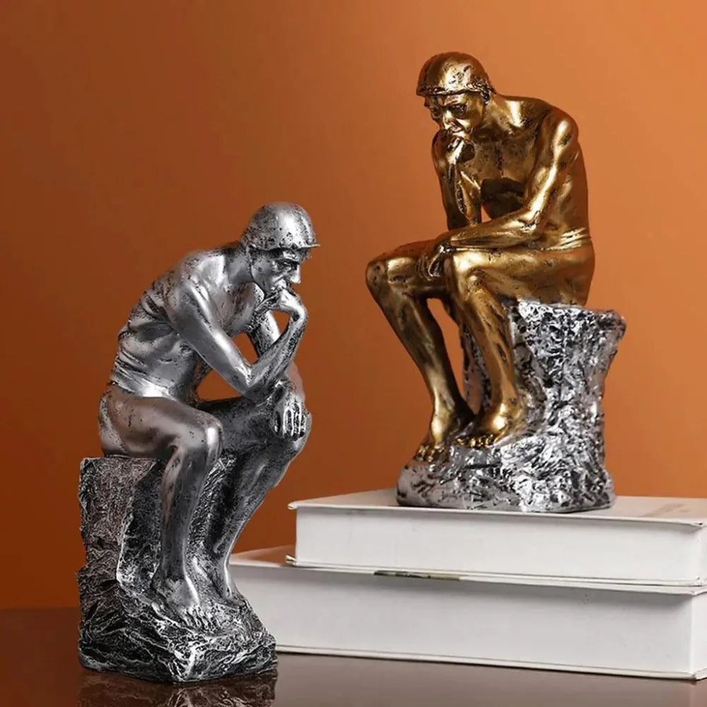Escultura Abstrata Pensador em Resina para Decoração Lenogue
