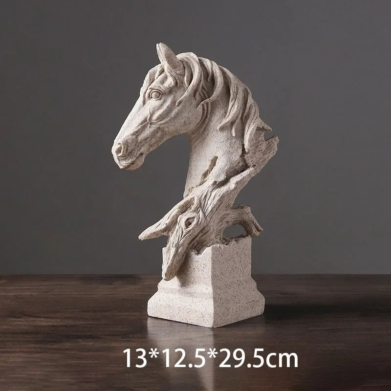 Escultura Cabeça de Cavalo em Resina Estilo Vintage Lenogue