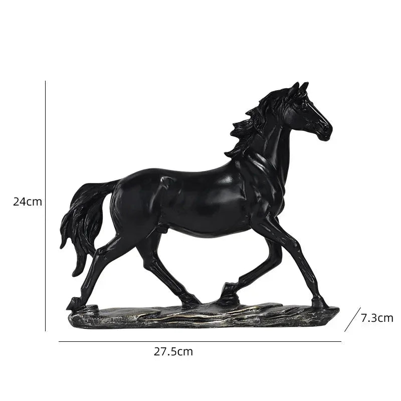 Escultura Cavalo em Resina Estilo Chinês Pose Galope Lenogue