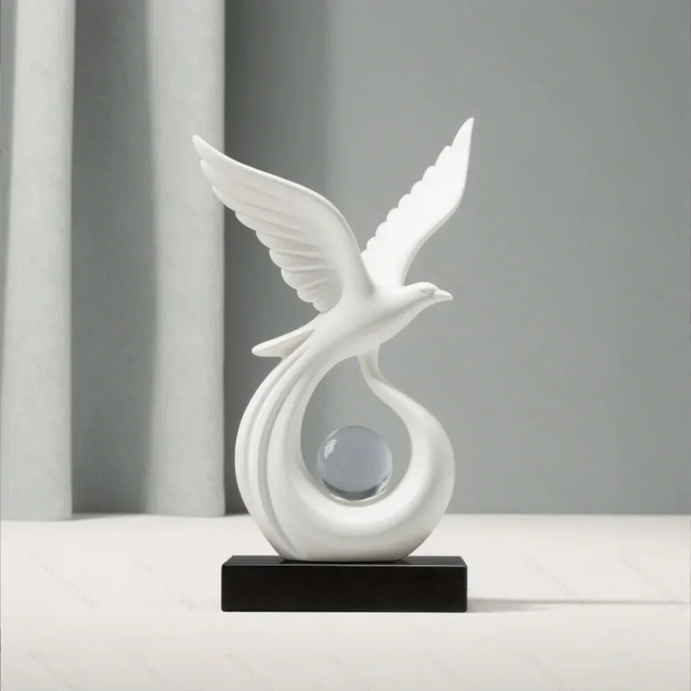 Escultura Decorativa Símbolo de Prosperidade em Resina Premium Lenogue Branco