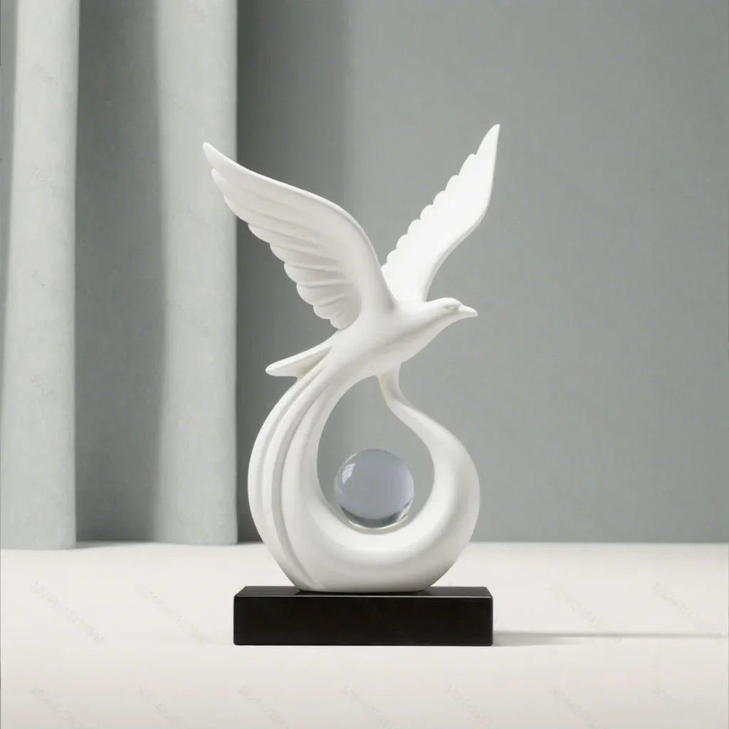 Escultura Decorativa Símbolo de Prosperidade em Resina Premium Lenogue Branco