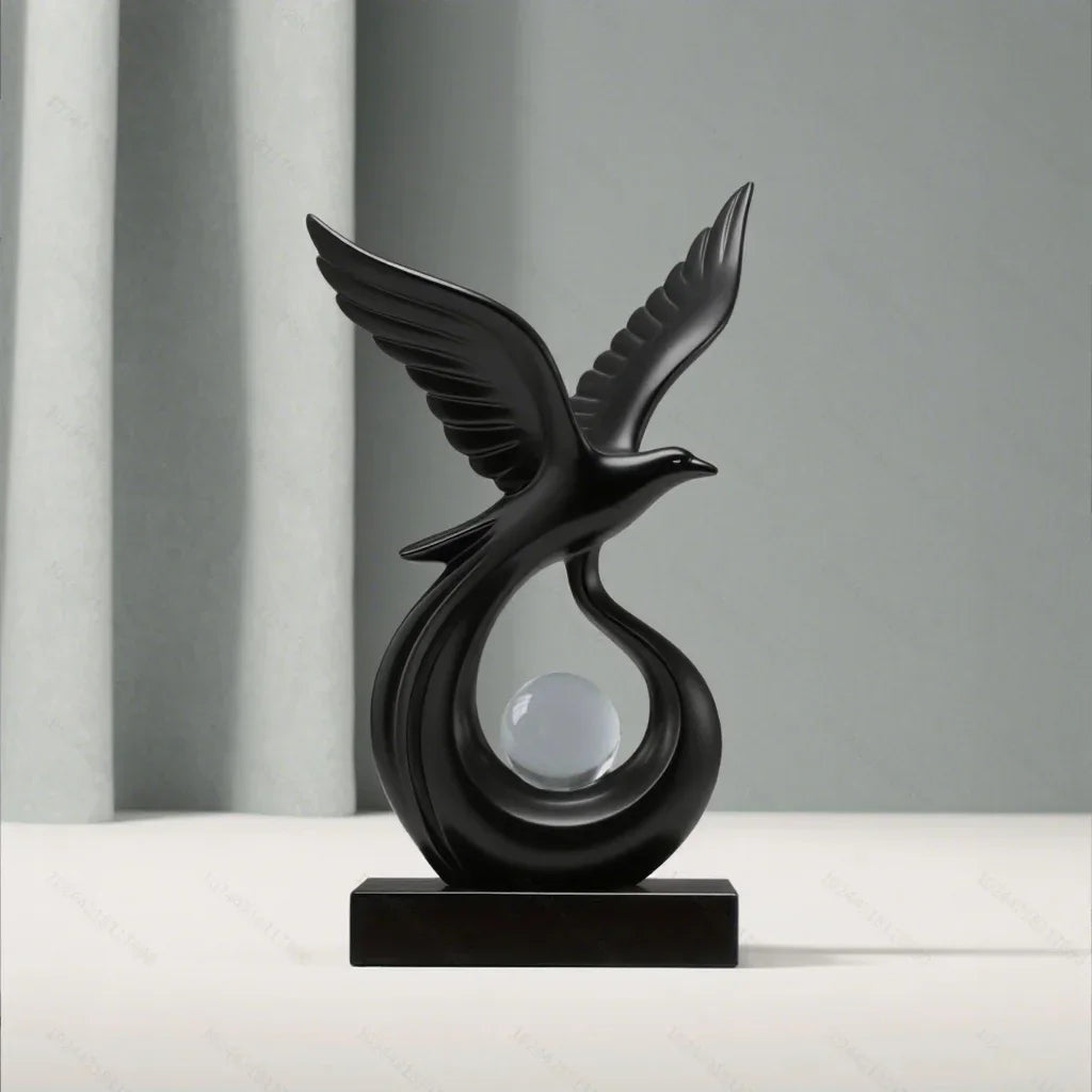 Escultura Decorativa Símbolo de Prosperidade em Resina Premium Lenogue Preto