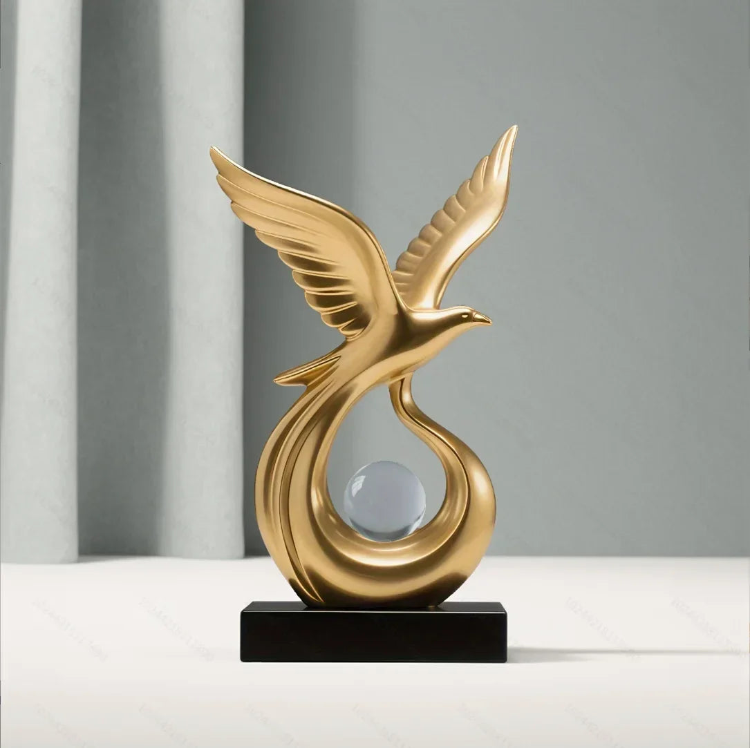 Escultura Decorativa Símbolo de Prosperidade em Resina Premium Lenogue Dourado