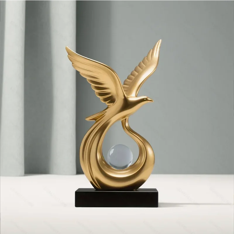 Escultura Decorativa Símbolo de Prosperidade em Resina Premium Lenogue Dourado