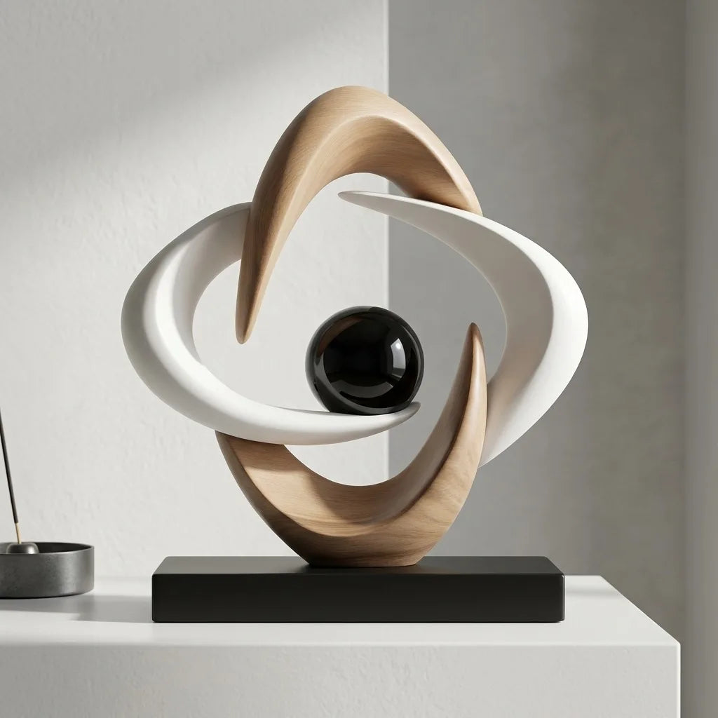 Escultura em Resina Lumière Acabamento Fosco Design Geométrico Lenogue