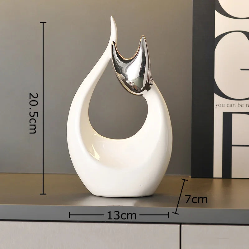 Escultura Felina Belle Design Abstrato Porcelana Lenogue