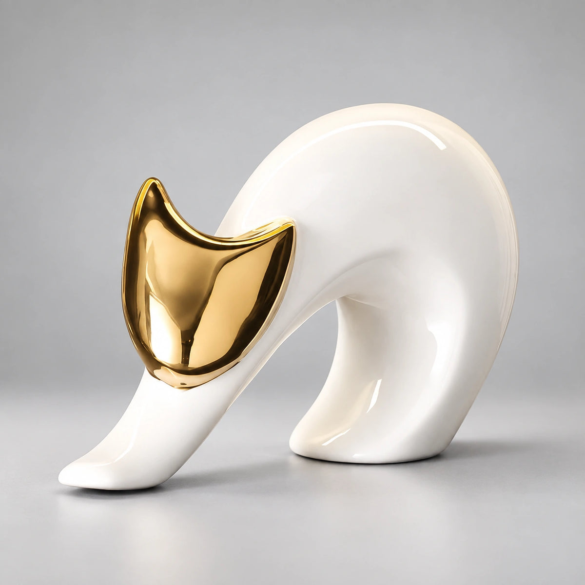 Escultura Felina Belle Design Abstrato Porcelana Lenogue
