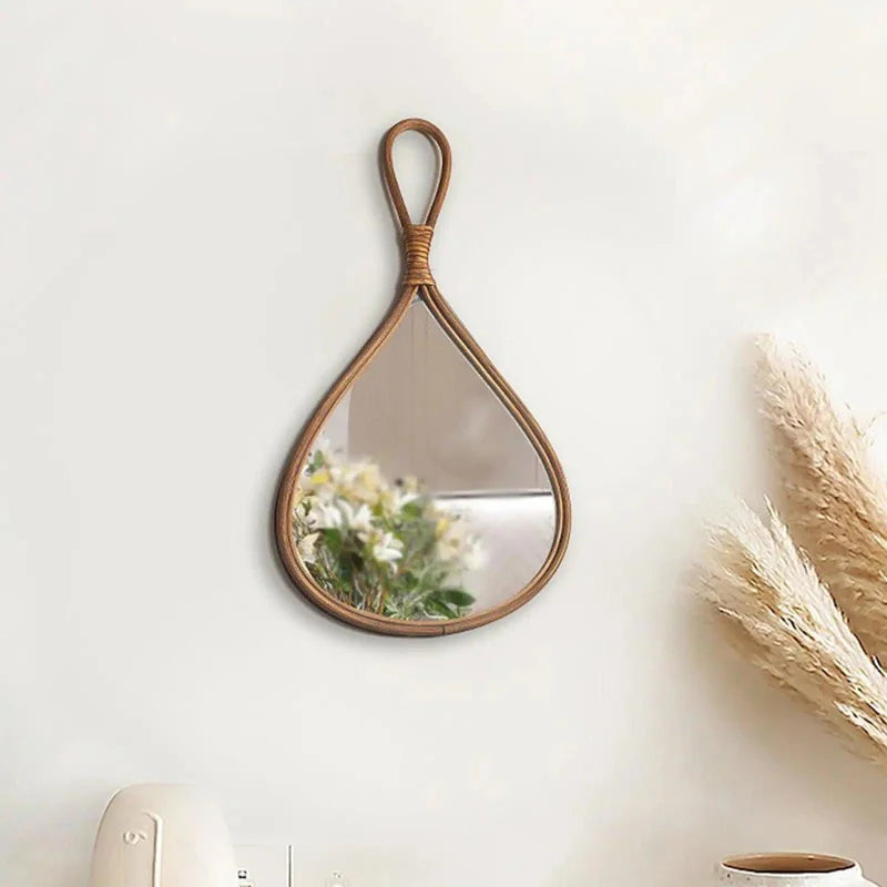 Espelho Oval de Rattan Natural Feito à Mão para Decoração Lenogue