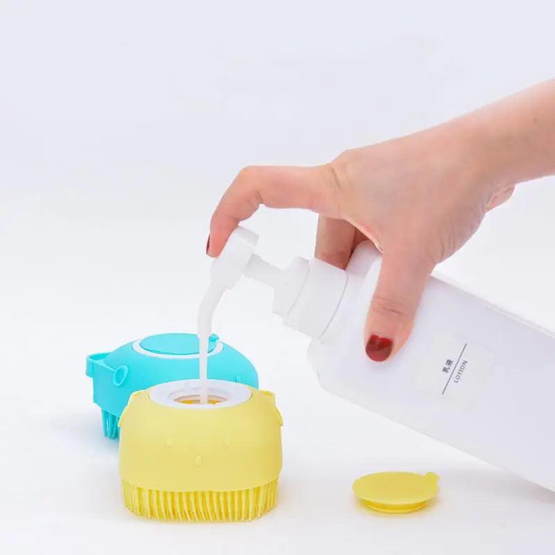 Esponja de Banho em Silicone com Dispensador de Shampoo Lenogue