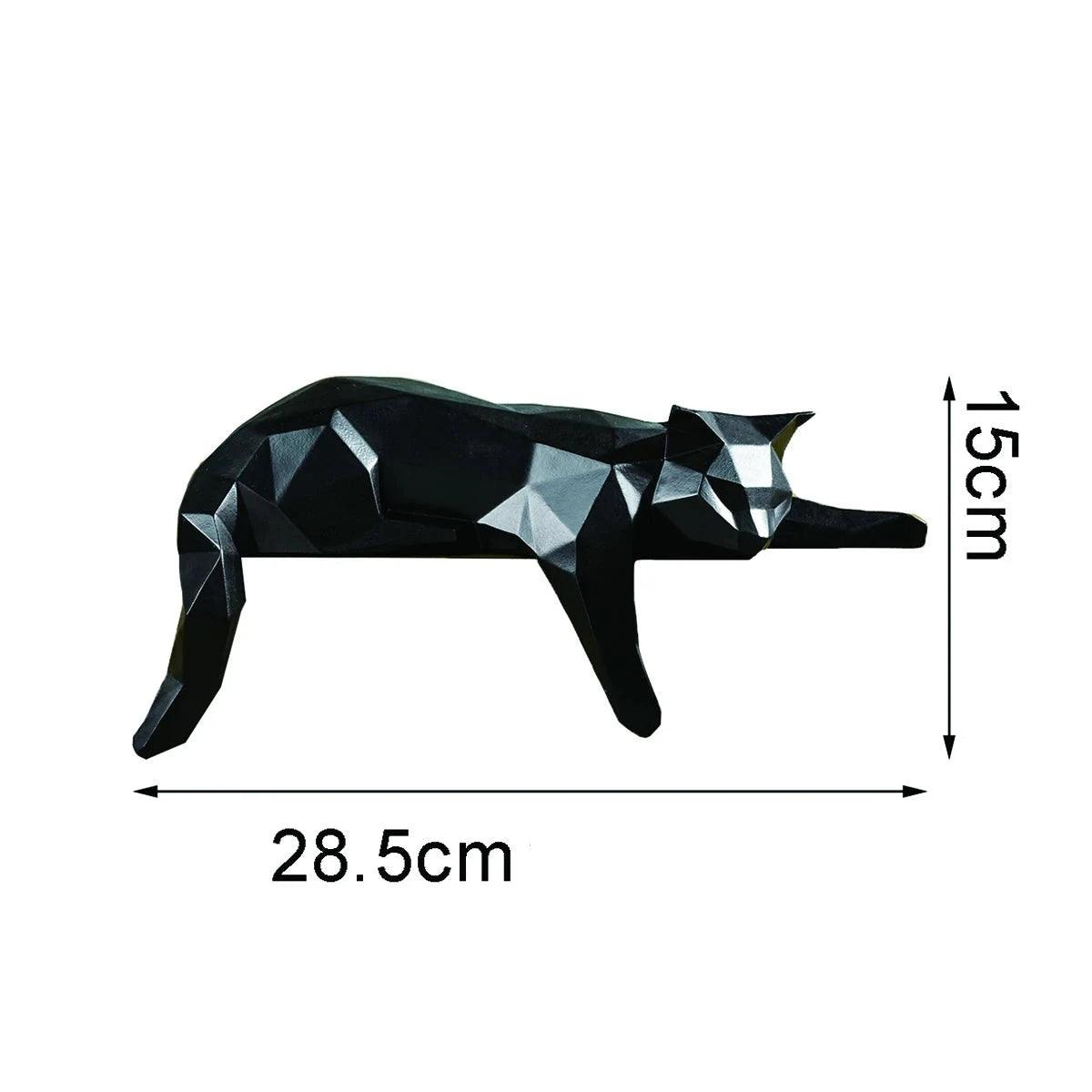 Estátua Geométrica Moderna de Gato Preto e Branco Lenogue