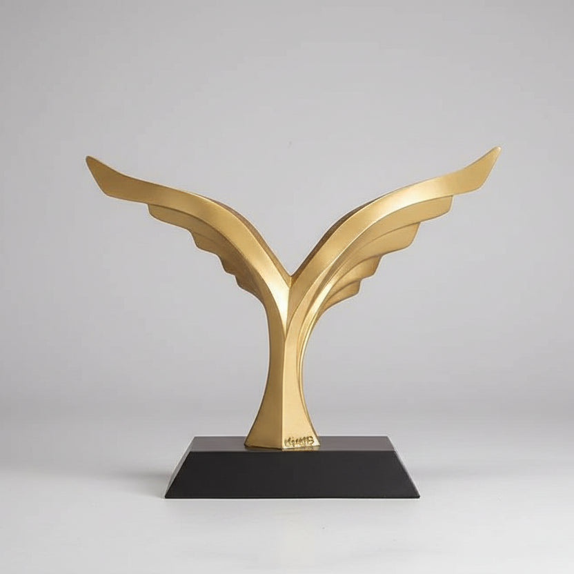 Estátua Moderna de Resina com Bola Cristal para Decoração Lenogue Mod.03 (43 Cm)