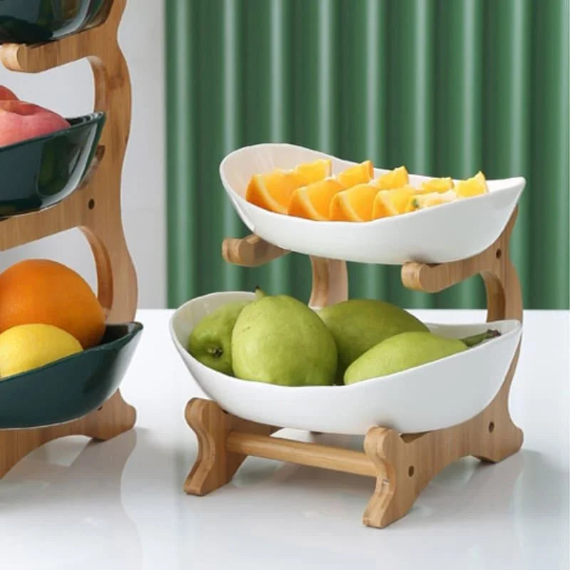 Fruteira de Mesa Cesta de Fruta Bambu Lenogue