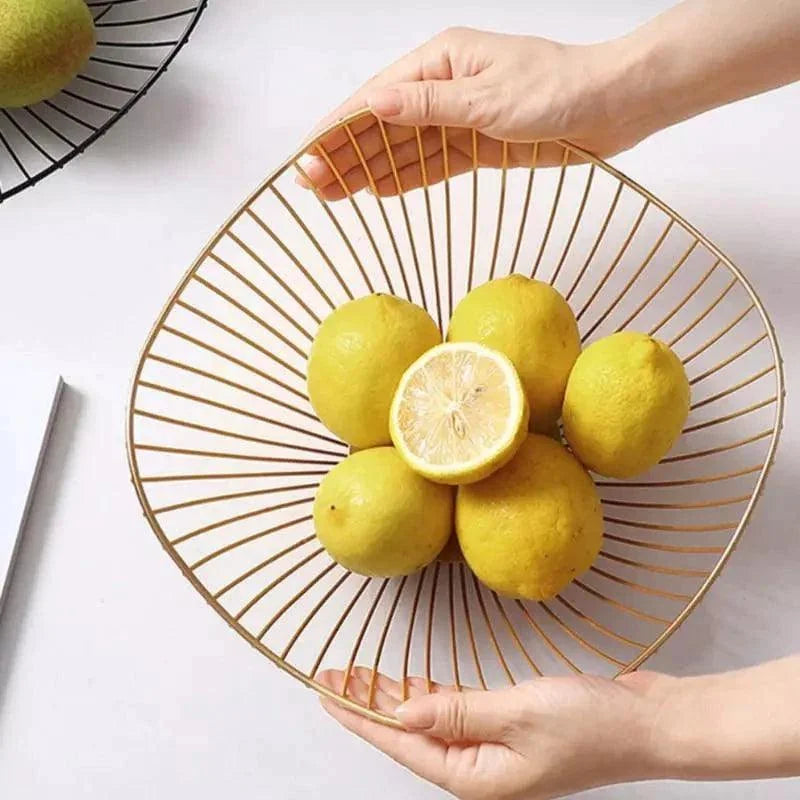 Fruteira de Metal Decorativa Multiuso para Organizar Frutas e Decorar Lenogue Dourado g