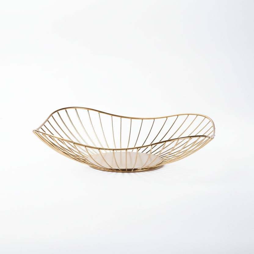 Fruteira de Metal Decorativa Multiuso para Organizar Frutas e Decorar Lenogue Dourado (g)