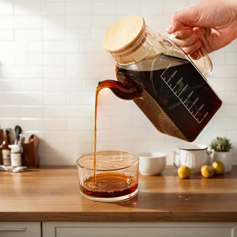 Galheteiro Azeiteira de Vidro com Tampa e Marcações Medidoras Lenogue Transparente (750ml)