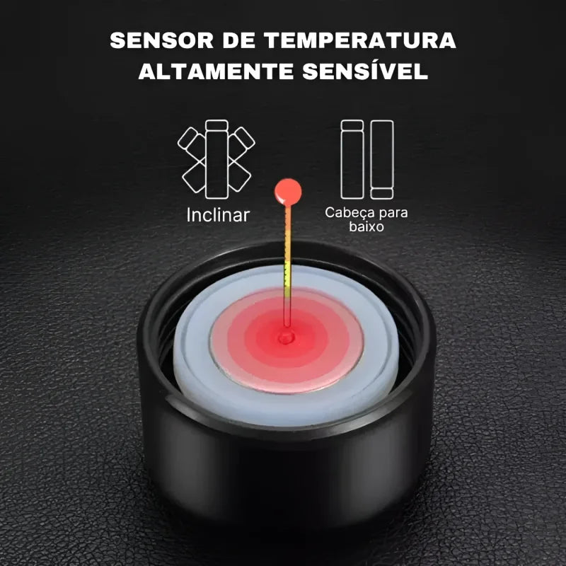 Garrafa Térmica Inox com Sensor de Temperatura Digital Led para Bebidas Lenogue