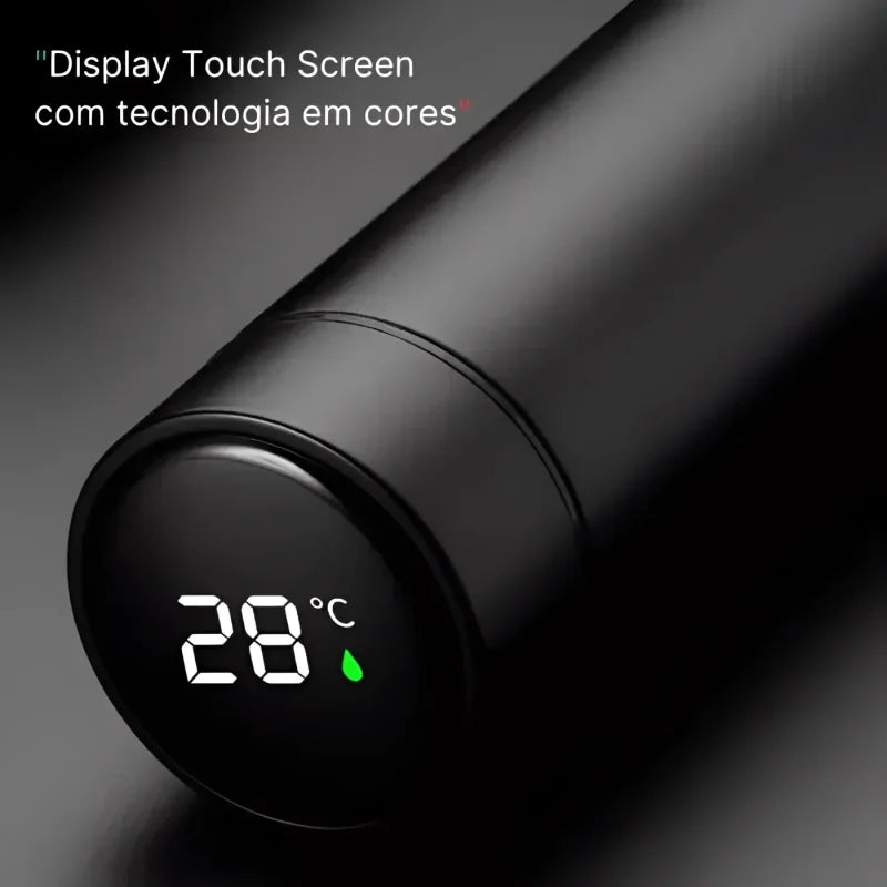 Garrafa Térmica Inox com Sensor de Temperatura Digital Led para Bebidas Lenogue