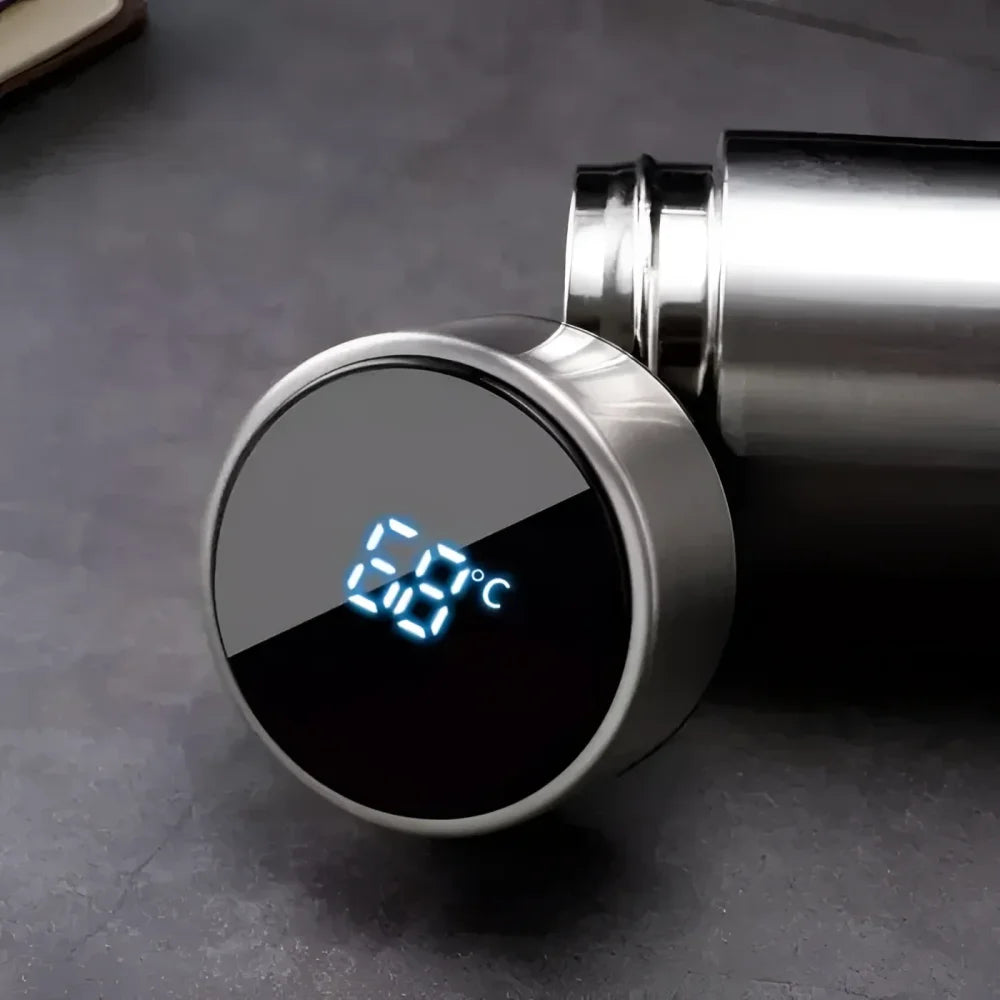 Garrafa Térmica Inox com Sensor de Temperatura Digital Led para Bebidas Lenogue