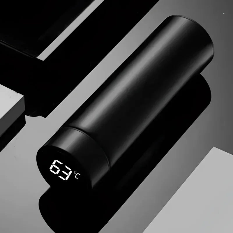 Garrafa Térmica Inox com Sensor de Temperatura Digital Led para Bebidas Lenogue Preto