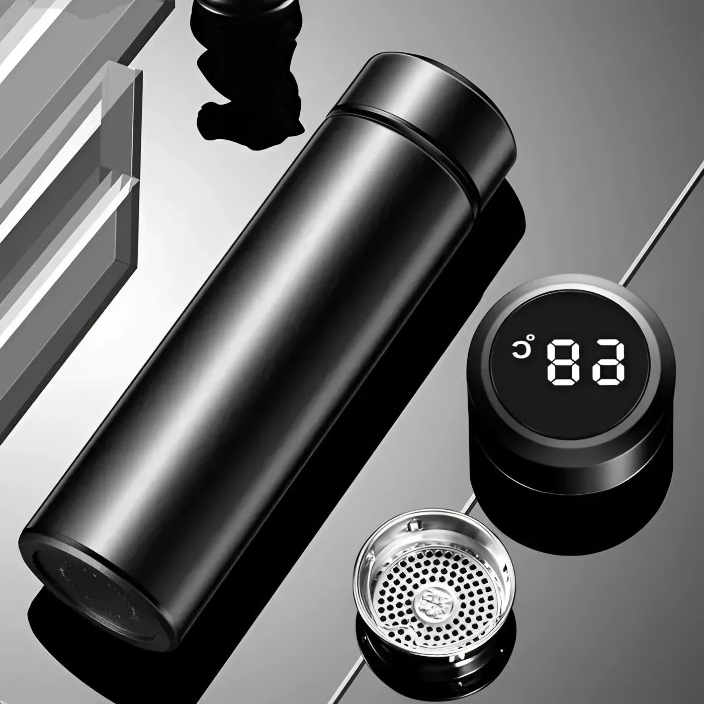 Garrafa Térmica Inox com Sensor de Temperatura Digital Led para Bebidas Lenogue