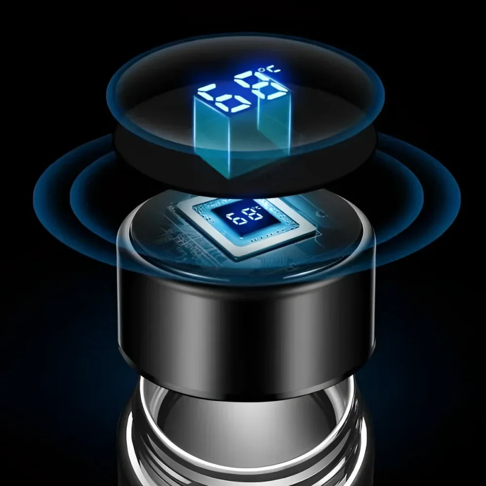 Garrafa Térmica Inox com Sensor de Temperatura Digital Led para Bebidas Lenogue