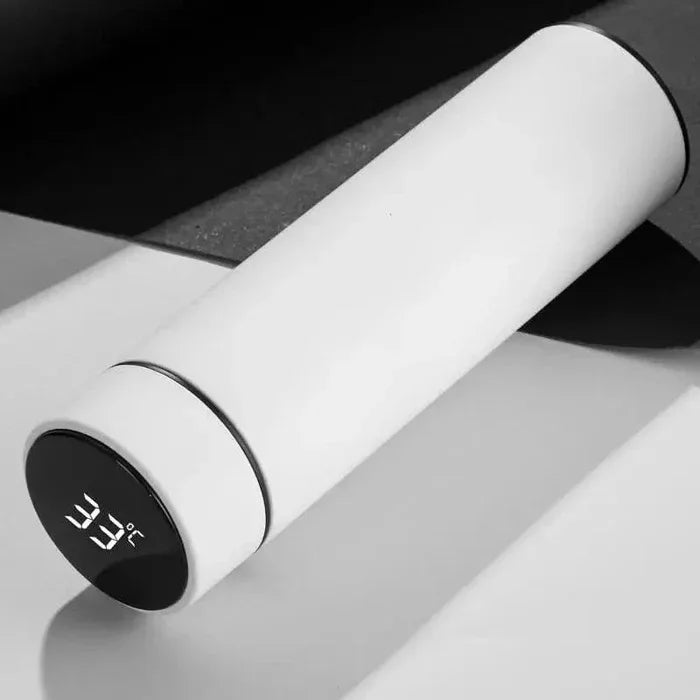 Garrafa Térmica Inox com Sensor de Temperatura Digital LED para Bebidas Lenogue Branco