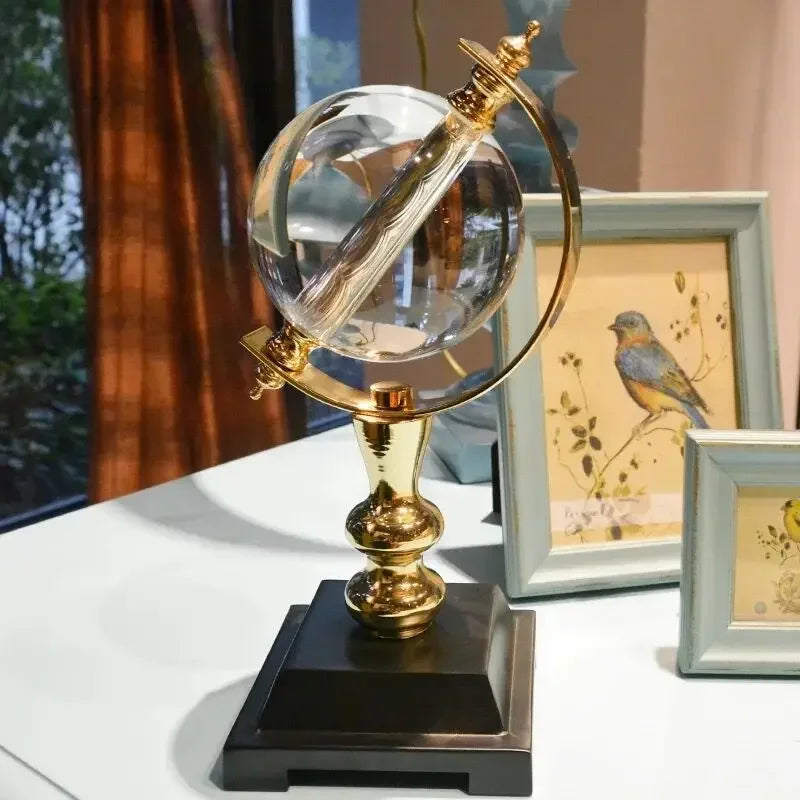 Globo de Cristal Europeu Decorativo para Escritório e Sala Lenogue Dourado