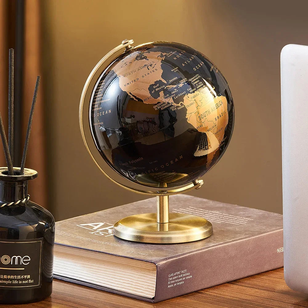 Globo Terrestre Decorativo com Mapa Mundi para Escritório e Estudo Lenogue Dourado