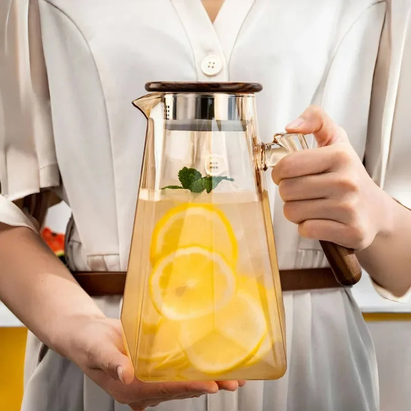 Jarra de Vidro Borossilicato com Tampa Resistente ao Calor Lenogue