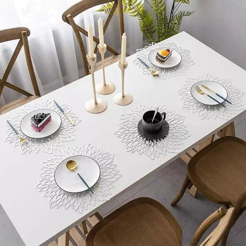 Jogo Americano Texturizado Antiderrapante para Mesa Decorativa Lenogue Prata / 6 Peças