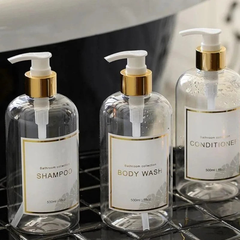 Kit Dispensador de Sabão Líquido 3 Peças para Banheiro Lenogue Transparente