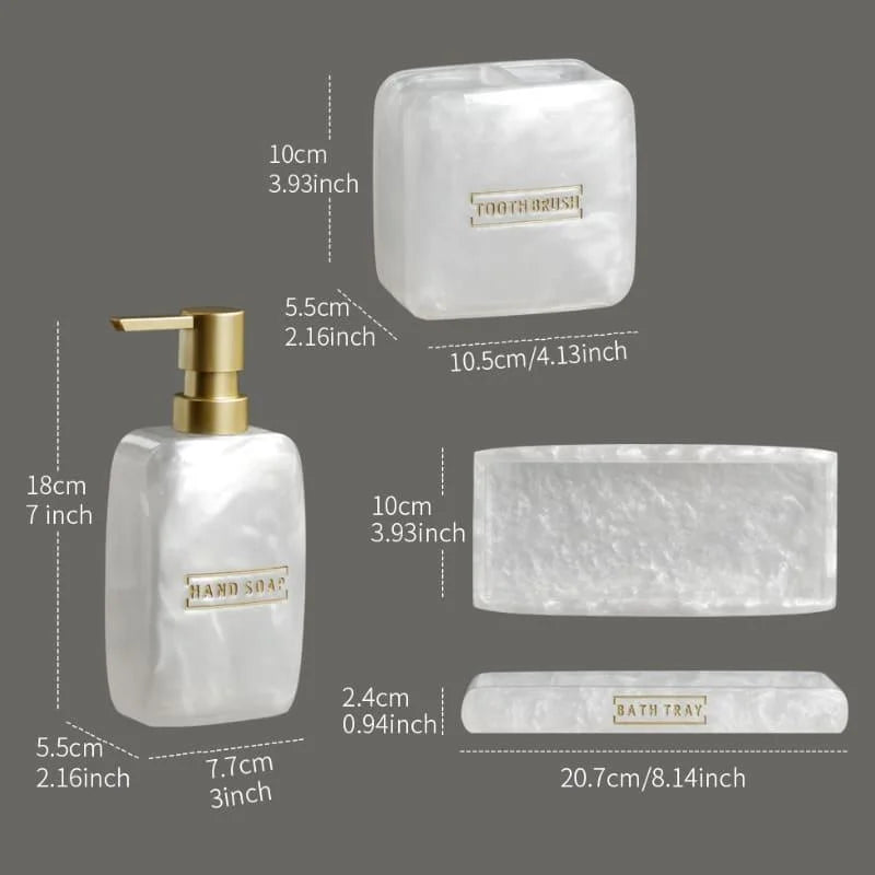 Kit para Banheiro Resina Dourado com Dispenser e Porta Escova 3 Peças Lenogue
