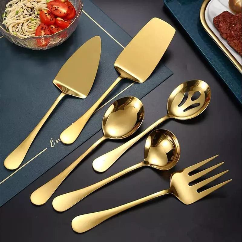 Kit Utensílios de Cozinha 6 Peças Inox Dourado Lenogue