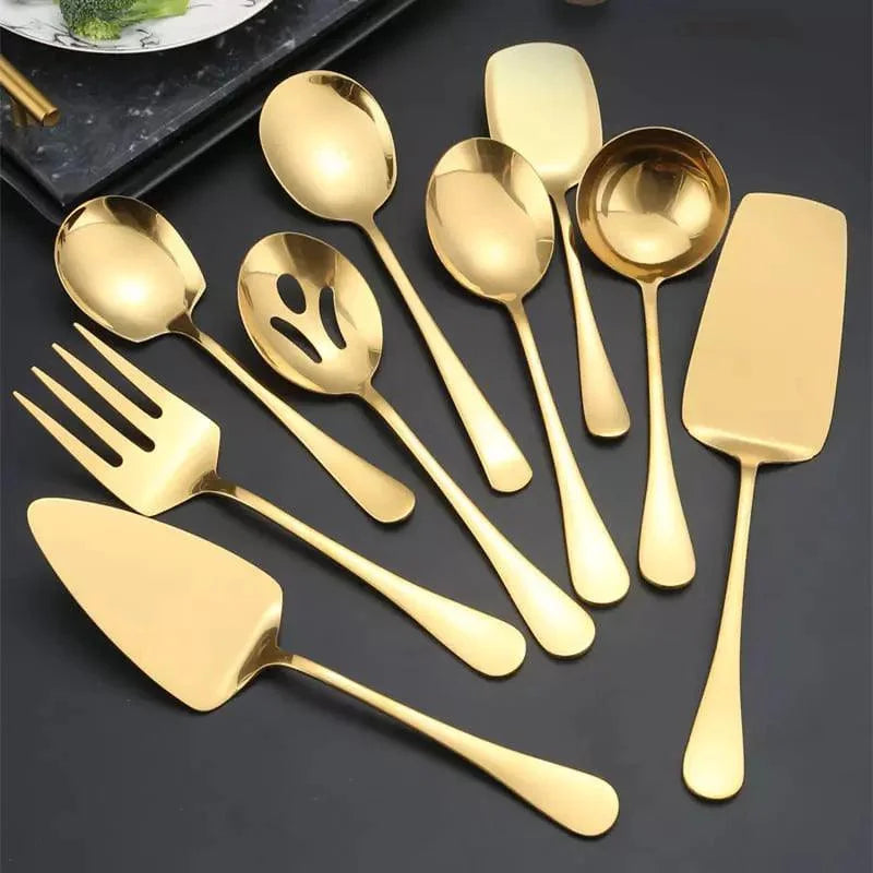 Kit Utensílios de Cozinha 6 Peças Inox Dourado Lenogue