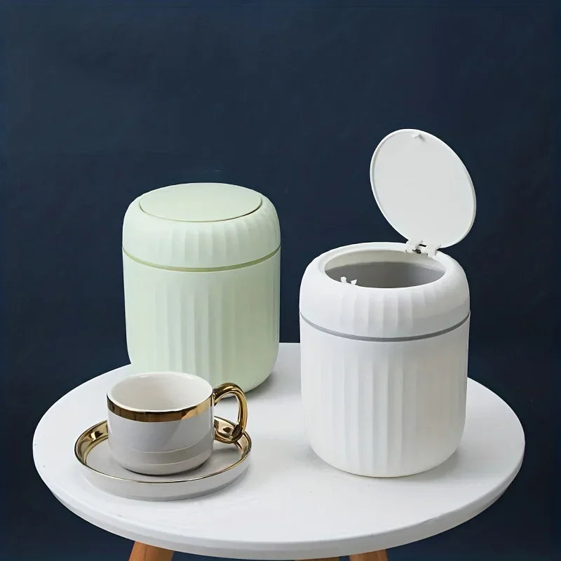 Lixeira de Mesa com Tampa Antipoeira Design Compacto Lenogue Branco