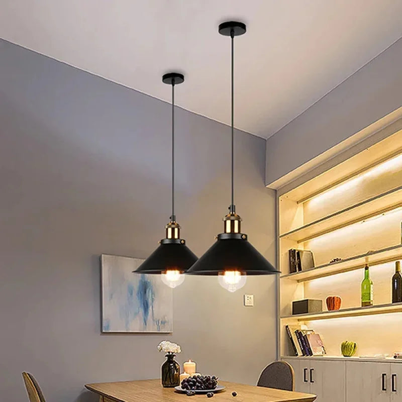 Luminária Pendente de Ferro Preto Vintage Estilo Nórdico para Decoração Lenogue