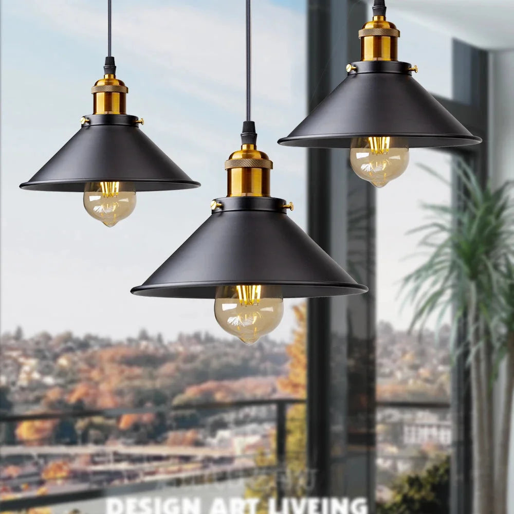 Luminária Pendente de Ferro Preto Vintage Estilo Nórdico para Decoração Lenogue