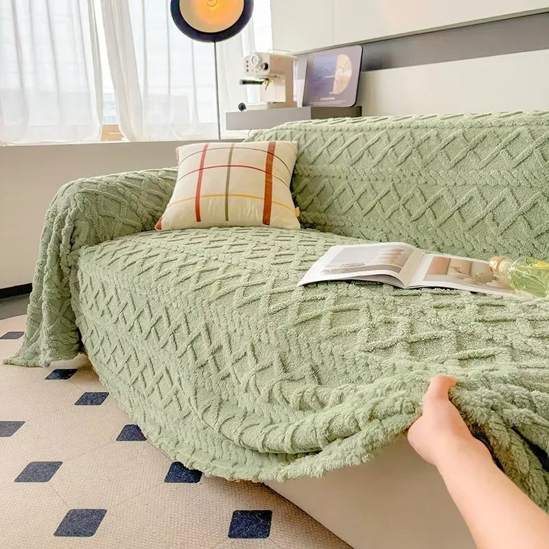 Manta Coral Marrom Fleece Grossa para Sofá e Sala de estar Lenogue