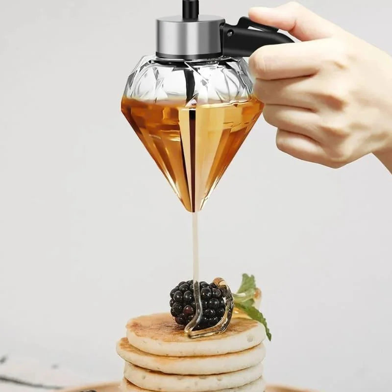 Meleira de Vidro Dispenser para Mel com Base Aço Inox Lenogue Transparente