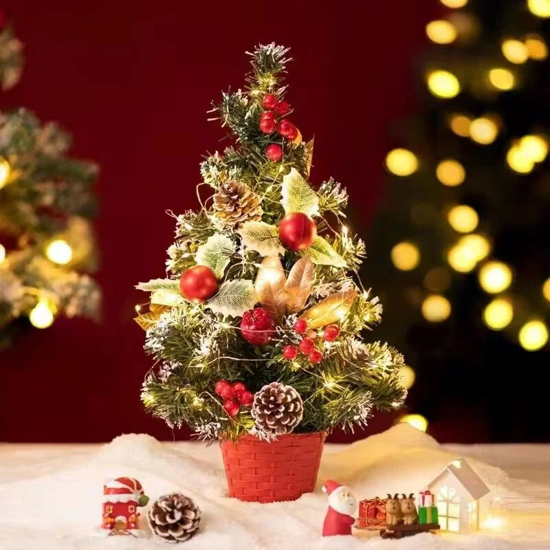 Mini árvore de Natal Led com Enfeites e Agulhas Pinheiro Lenogue