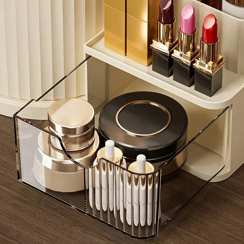 Organizador de Maquiagem Giratório Suporte Pincéis e Gaveta Lenogue