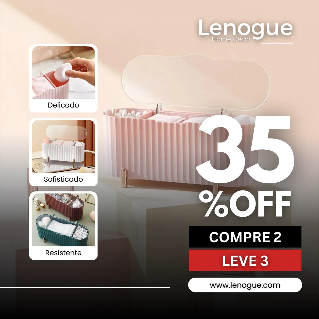 Organizador de Maquiagem Porta Esponja e Algodão com Design Luxuoso Lenogue Branco / Compre 2 Leve 3