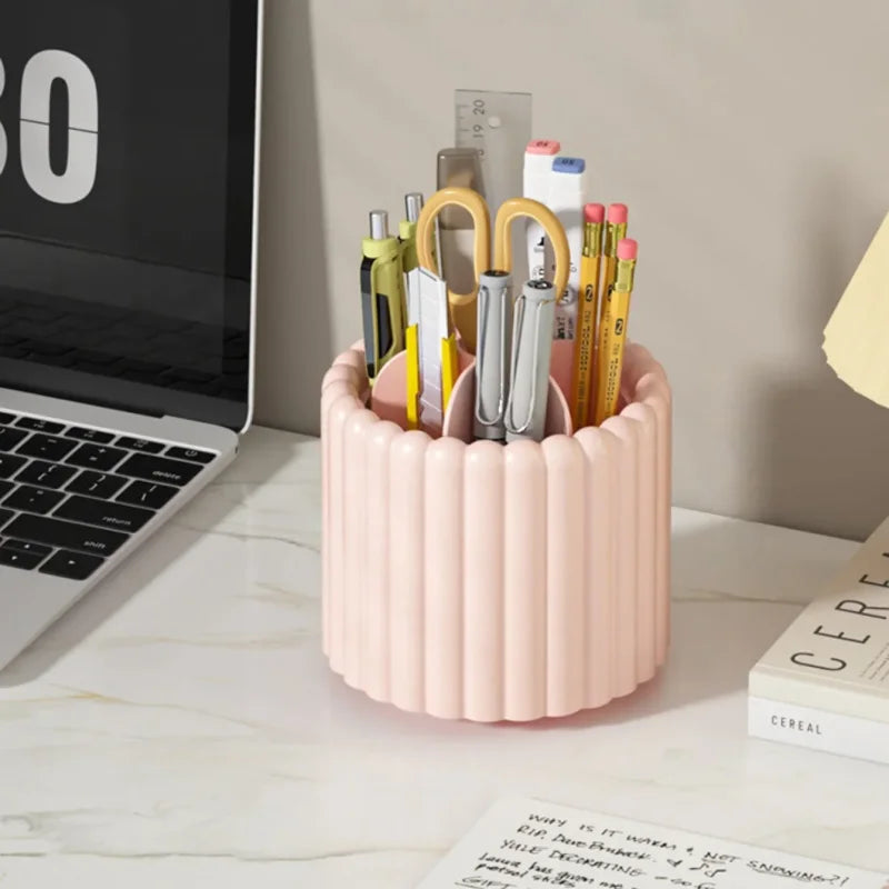 Organizador de Pincéis Giratório Antipoeira com Divisórias Lenogue Rosa