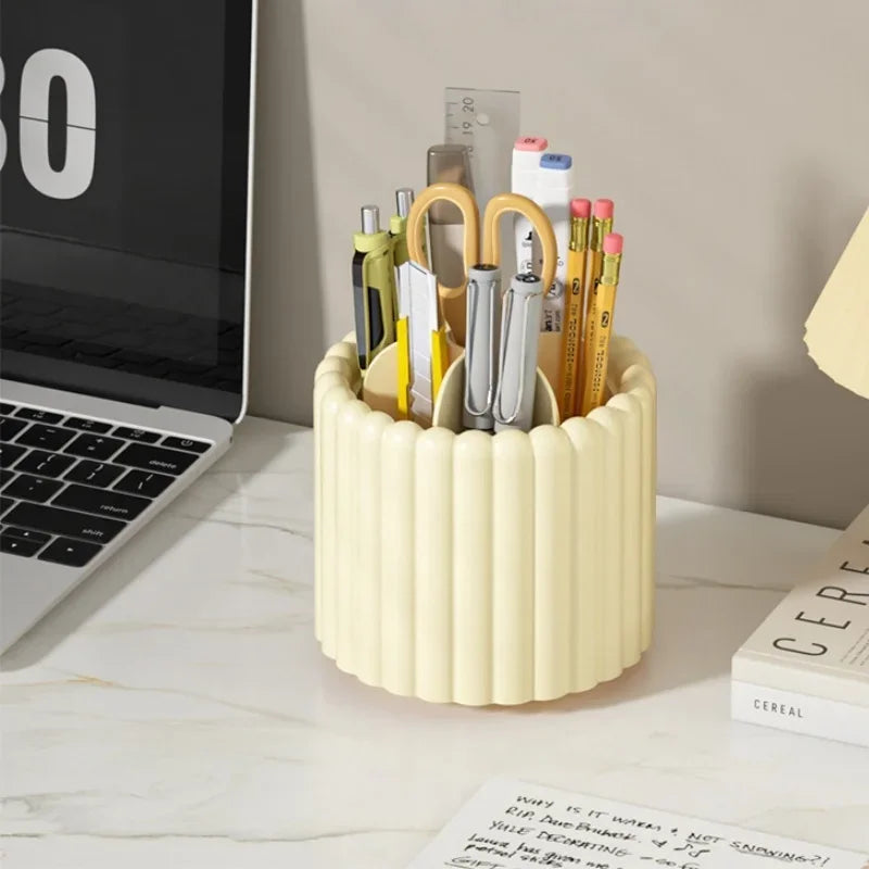 Organizador de Pincéis Giratório Antipoeira com Divisórias Lenogue Bege